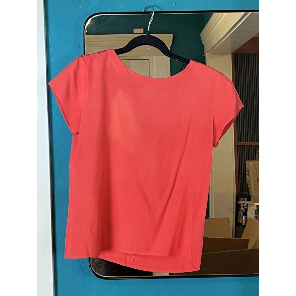 Anne Klein Top 100% Silk Blouse Vintage Petite XS Red *flawed*